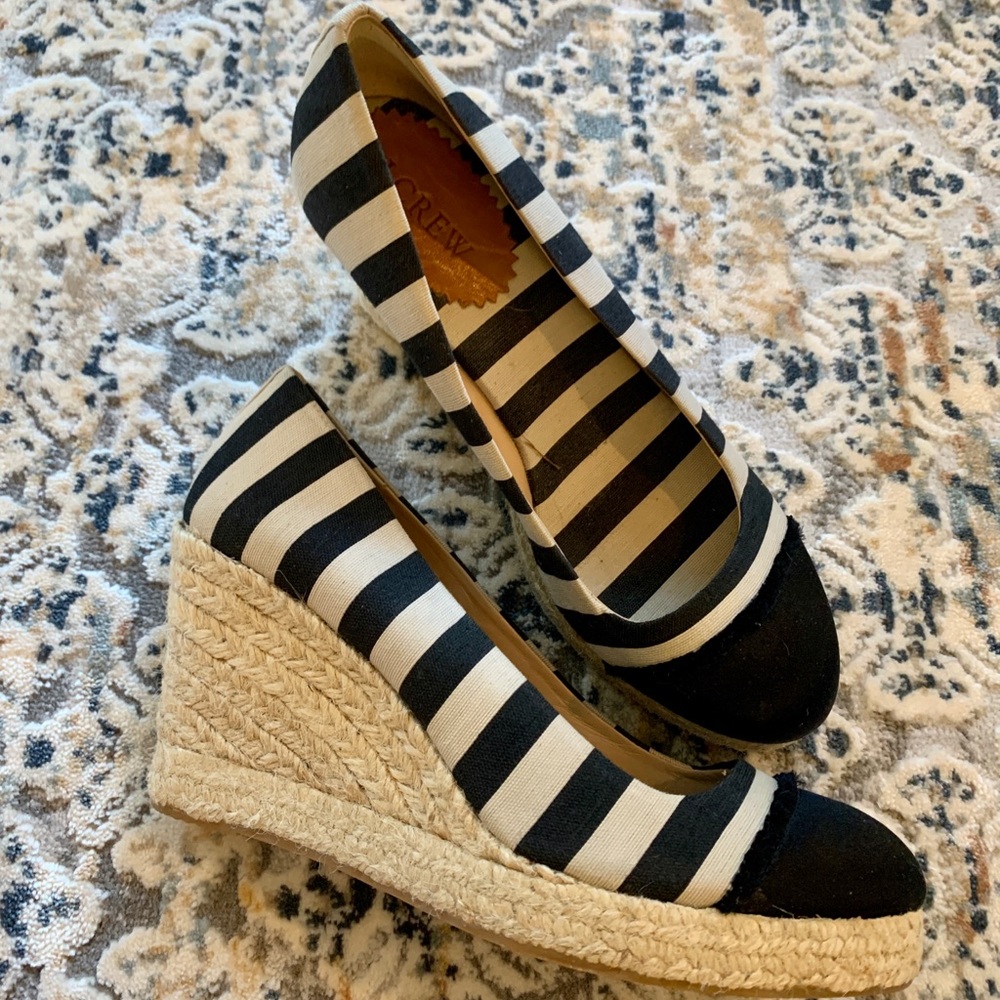 J. Crew White/Blue Wedges